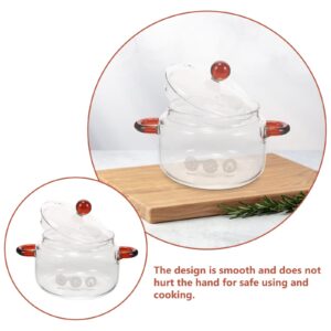 Hemoton Clear for Cooking On Stove Glass Saucepan with Cover Stovetop Cooking Pot Glass Cookware Simmer Pot for Pasta Noodle, Soup, Milk, 0.45L