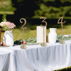 Eforcase Wooden Table Numbers, 1-10 Wood Number with Stand, Wedding Table Numbers with Holder Bases, Wedding Table Numbers Card Stands for Receptions, Banquets, Restaurants, Party Table Decoration