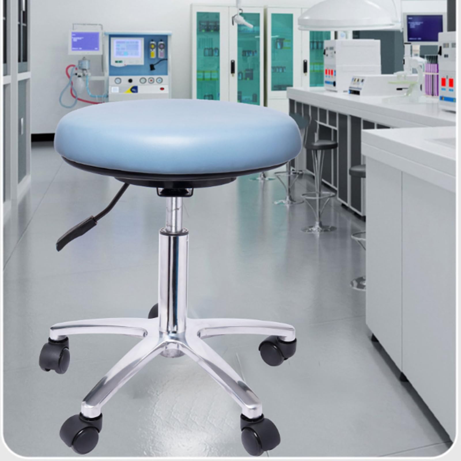 SFKLYU Round Rolling Stool Chair Stool Dentist Stool Adjustable Assistant Stool PU Leather for Office Dentist Shop Lab Salon and Home,64~61cm