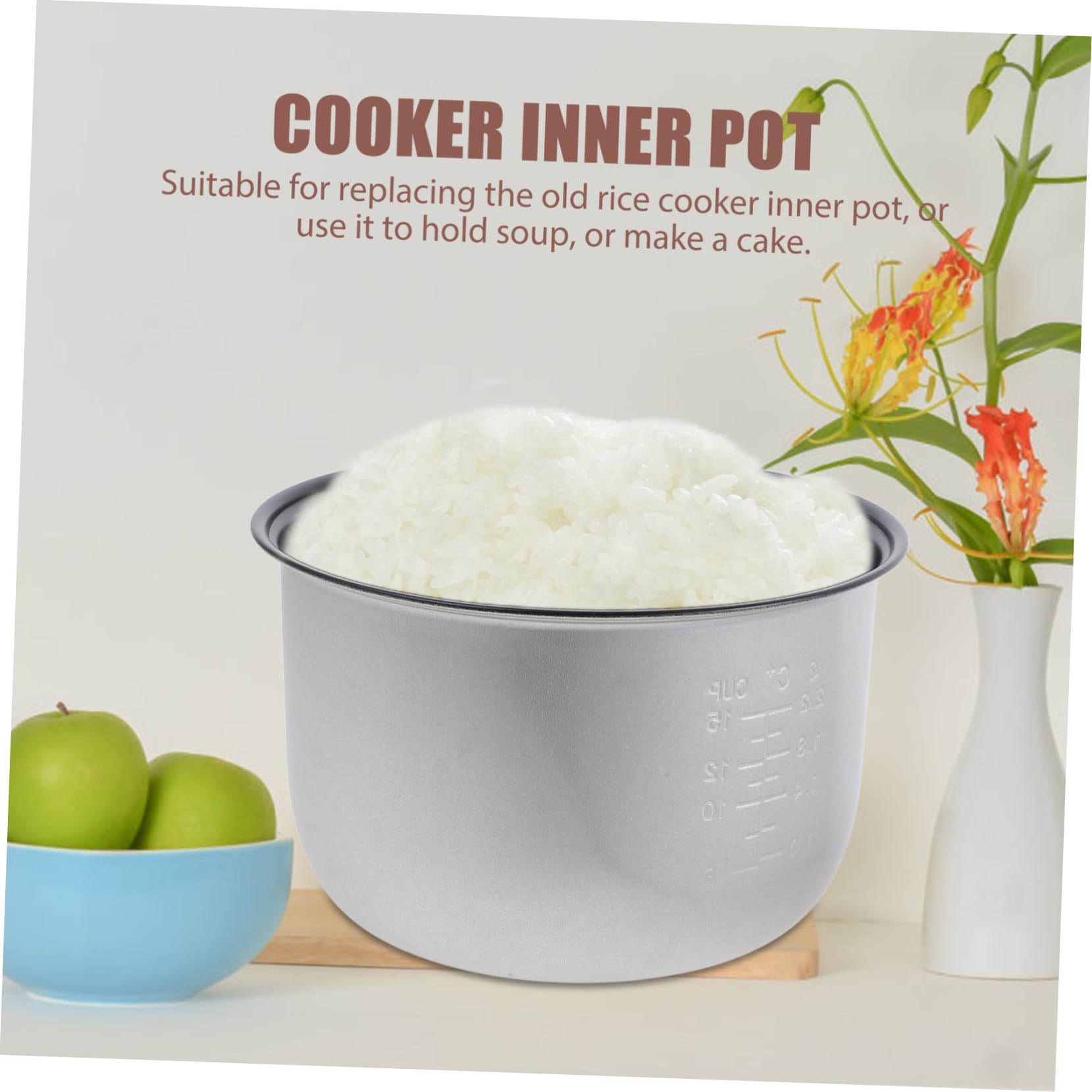 FELTECHELECTR Rice Cooker Liner Rice Pot Inner Pot Rice Cooking Multi-use Pot Cooked Rice Container Power Cooker Parts Cooker Inner Tank Aroma Rice Cooker 10 Cup Food Insert Intelligent Alloy