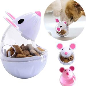 GANPUB Pink Interactive Toys for Cats, Play Cat Toy Pet Cat Kitten Mouse Shape Treat Holder Food Storage Dispenser Chew Play Toy for Indoor Cat and Kitten Exercise,Toys