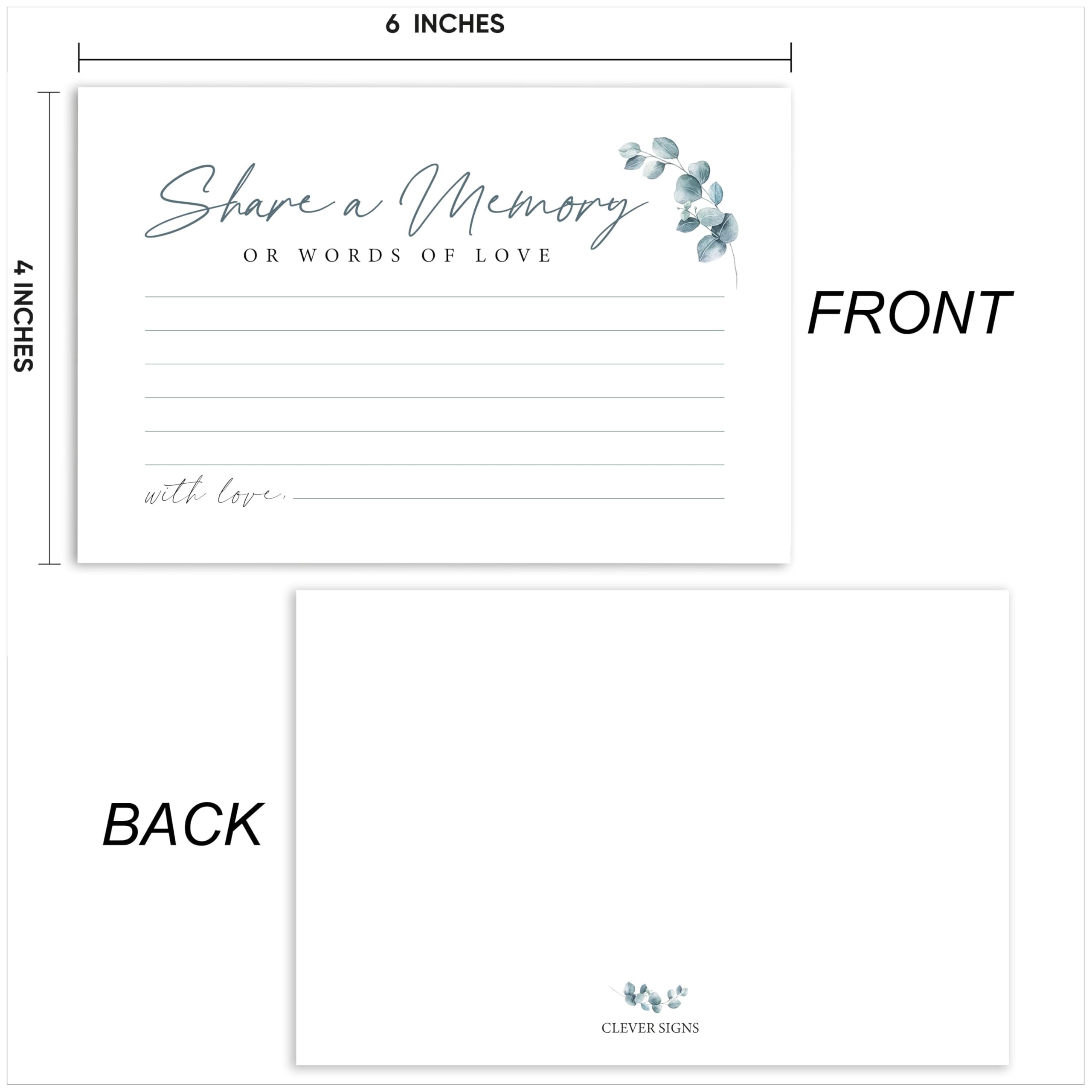 CLEVER SIGNS 50 Pcs Share a Memory Card, 4" x 6" - for Celebration of Life Birthday Anniversary Memorial Funeral Graduation Bridal Shower Game