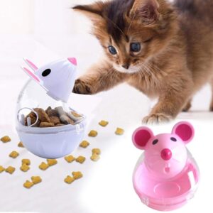 GANPUB Pink Interactive Toys for Cats, Play Cat Toy Pet Cat Kitten Mouse Shape Treat Holder Food Storage Dispenser Chew Play Toy for Indoor Cat and Kitten Exercise,Toys