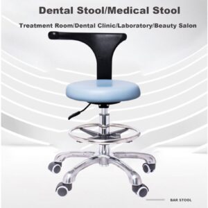 SFKLYU Dental Stool Dental Chair Assistant Stool 360° Rotation Armrest Dental PU Leather Backrest for Office Kitchen Dentist Shop Lab and Home,50~70cm