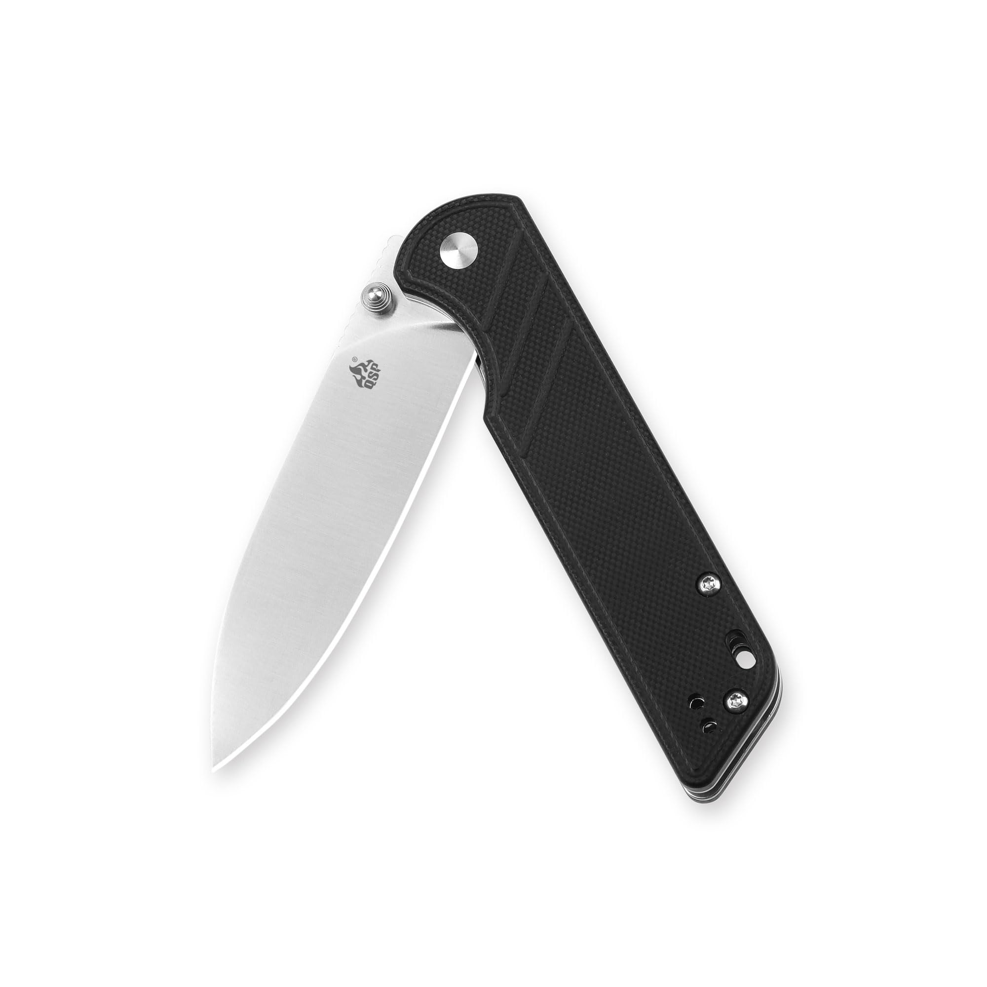 QSP EDC Folding Pocket Knife, D2 Blade, 4" G10/Micarta handle, Left and Right Handed Thumb Stub Opening, Smooth Liner Lock with Ball Bearing, Parrot (ball bearing, black G10)