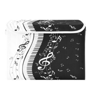 DIGTIA Piano Music Note Storage Bins with Lids Large Storage Basket with Handles Foldable Fabric Storage Box Organizer for Clothes Toys Closet Cabinet Home Office Bedroom