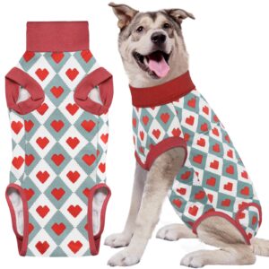 comwish recovery suit for dogs, dog recovery suit male female post spay, neuter, abdominal surgery recovery suit with an inner layer pocket, prevent licking soft breathable cotton, red, xl