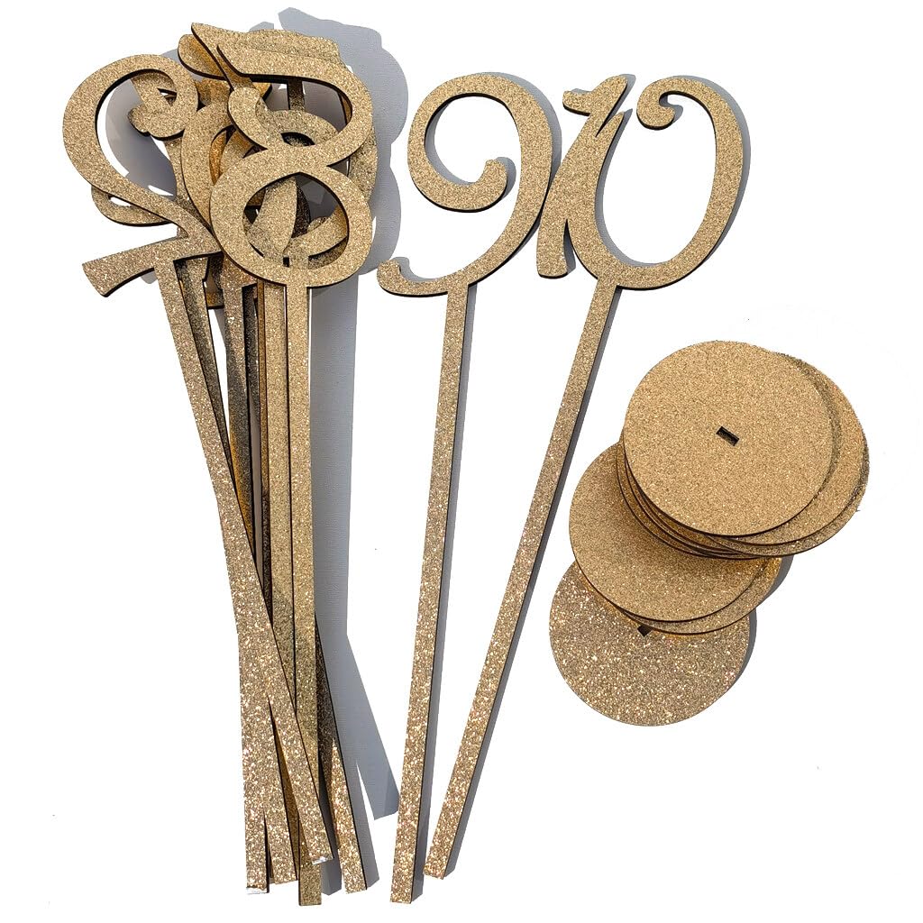 Eforcase Wooden Table Numbers, 1-10 Wood Number with Stand, Wedding Table Numbers with Holder Bases, Wedding Table Numbers Card Stands for Receptions, Banquets, Restaurants, Party Table Decoration