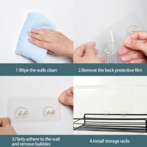 GGIJ Shower Caddy Adhesive Replacement, Adhesive Shower Caddy Shelf Adhesive,Strong Adhesive Hooks,No Drilling Shower Shelves for Bathroom,Kitchen,Soap Holder (10 Single Hooks + 6 Double Hooks)