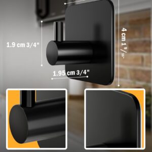 4smile Towel Hooks for bathrooms, Set of 6 - Black Adhesive Hooks, Durable Adhesive Wall Hooks - Strong Adhesive Towel Hooks, Stick on Hooks