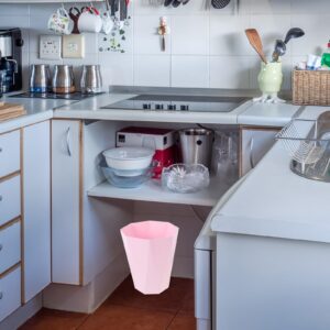 PRETYZOOM 1pc Pink Plastic Wastebasket for Home, Office, Dorm Trash Can Bathroom Kitchen Garbage Can Creative Trash Basket Mini Rectangular Trash Can Trash Cans Household Small Trash Can