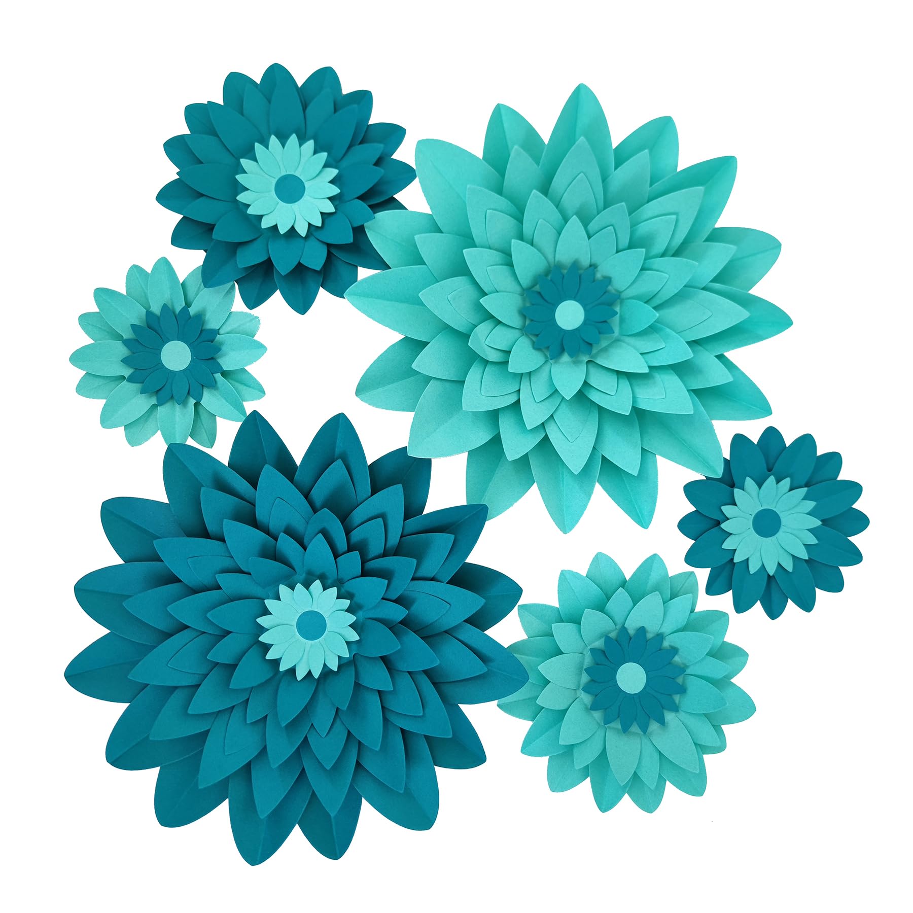 Mybbshower Teal Turquoise Aqua Paper Flower for Floral Wedding Centerpiece Backdrop Hanging Decor Birthday Centerpieces Baby Bridal Shower Pack of 6