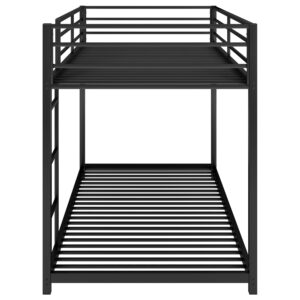 Favfurish Twin Over Twin Metal Bunk Bed with Full-Length Guardrail,Low Bunk Bed W/Ladder, Steel,No Noise,Bedroom Furniture for Children,Teens and Adults,Black