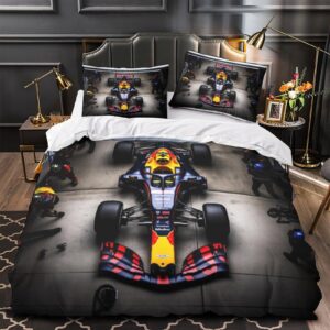 NOLLAM Formula-Racing Racing Lovingly Bedding Set Hidden Zipper Contests Duvet Cover Set with Pillowcases Quilt Cover Set Soft Microfiber Comforter Cover Various Sizes for Kids Adults Full（203x228cm）