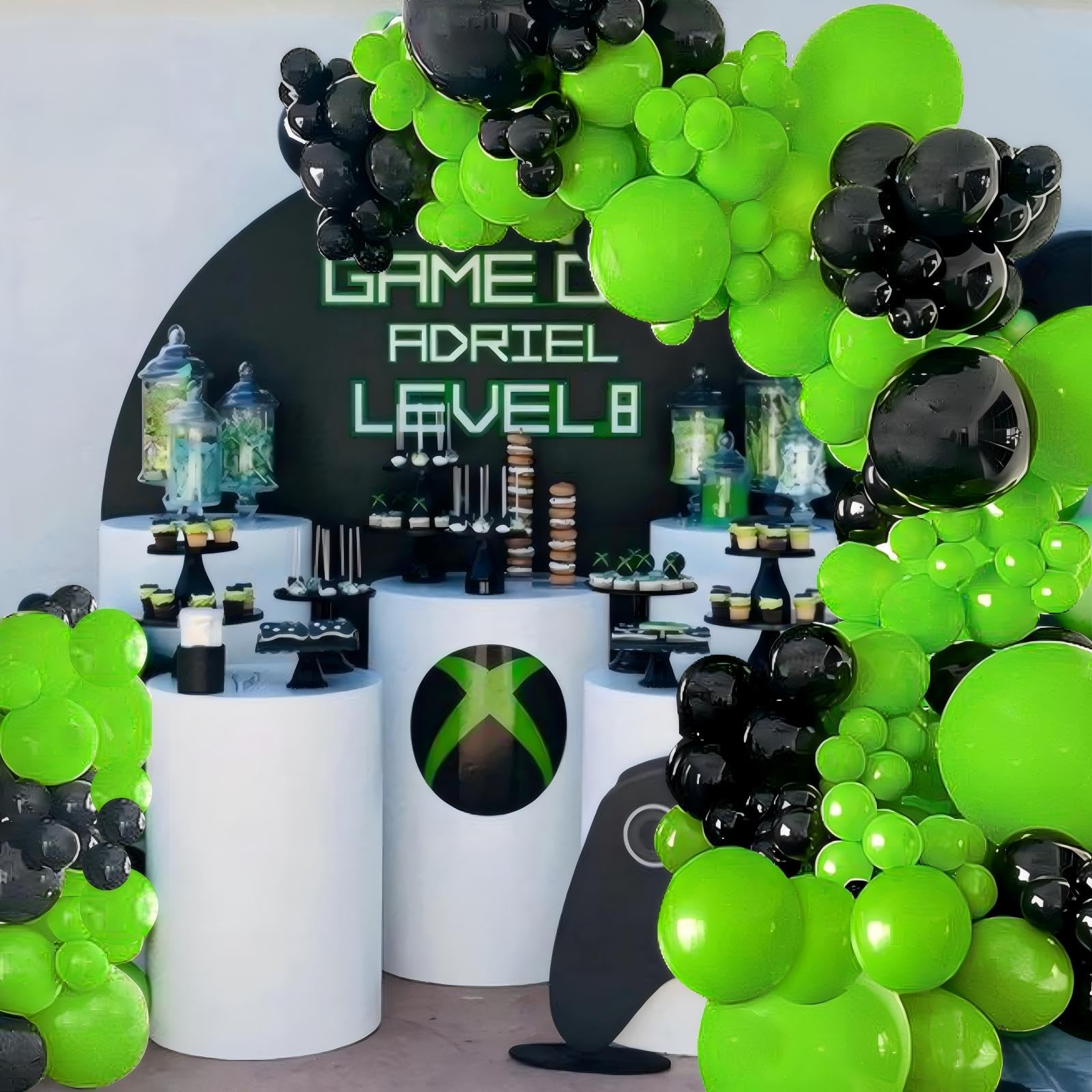 Felice Arts Video Game Balloon Arch Garland Kit Black Green Balloons for Boys Girls Kids Level Favor Game Themed Birthday Graduation Party Decorations