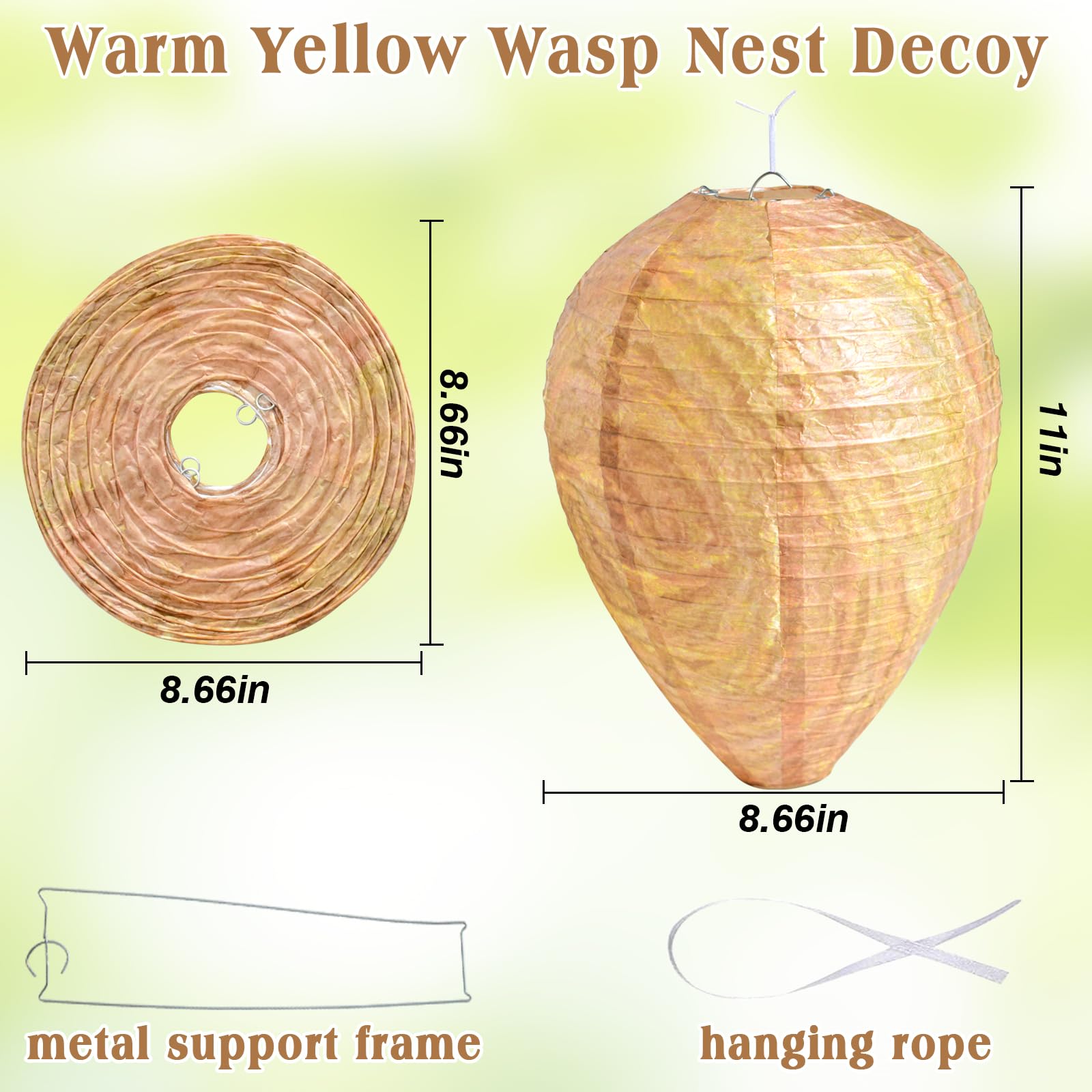 ZeeDix 4 Pack Hanging Paper Fake Wasp Nest Decoy for Outdoor, Home and Garden(8.66"×11",Warm Color)