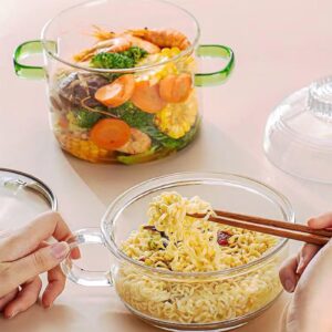 Glass Pots for Cooking 1.5L(50oz) Clear Pot with Lid for Stove Top Glass Saucepan for Noodle, Soup, Milk