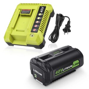 powerextra 40v 7.0ah replacement battery compatible with ryobi 40v battery and charger kit for ryobi op4026 op40601 op4050a op4040 op4030 op4050 with op401 ryobi 40v charger