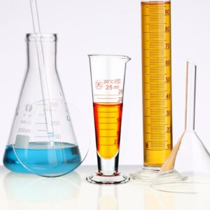 Baluue 25ml Graduated Cylinder, Lab Graduated Cylinder Glass Cup With Spout Wide Mouth, Glass Conical Beaker Liquid Dispenser Measuring Cylinder Tool for School Science Class