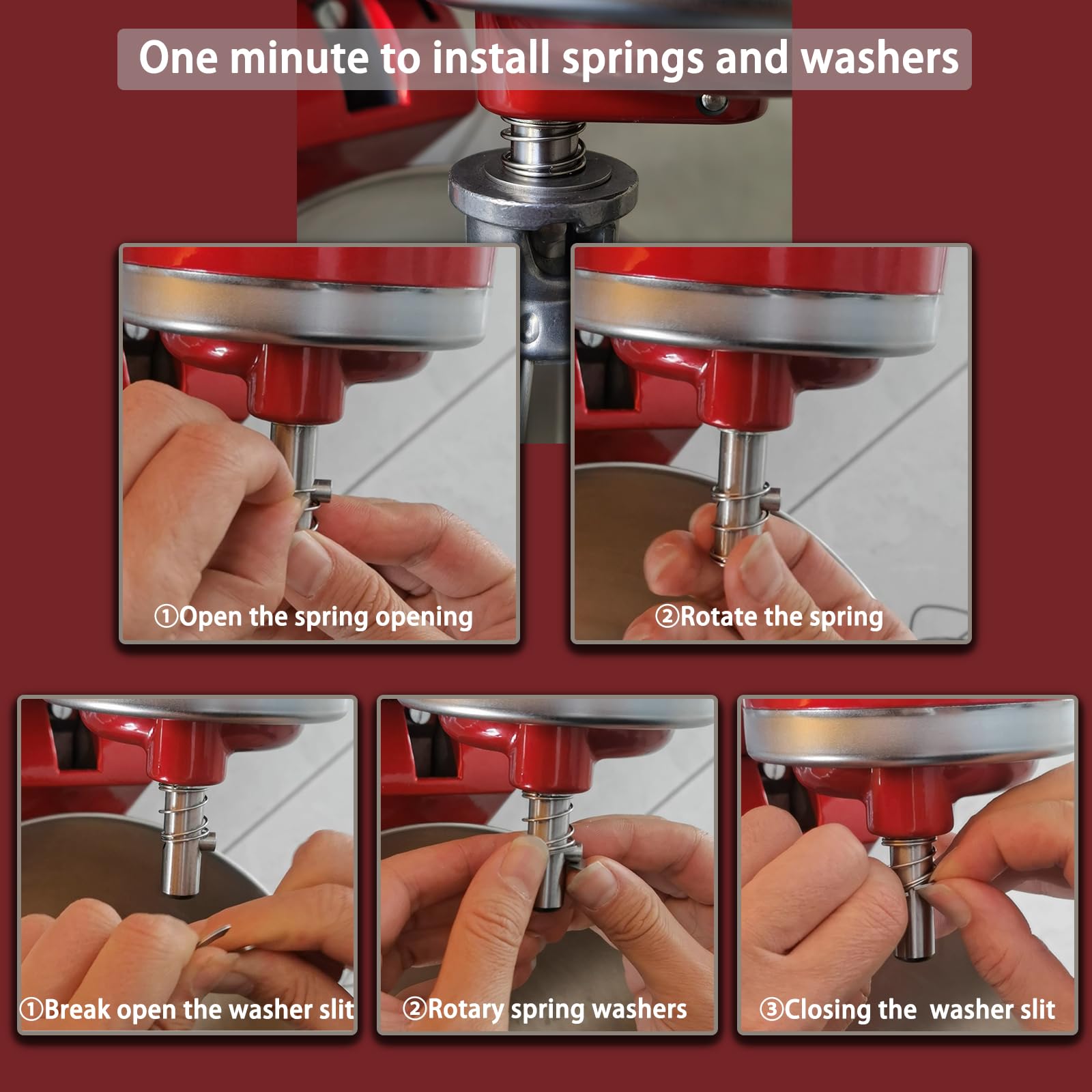 DaapYoow Quick Install OEM Spring and Washer For Kitchen Mixers,Protect and extend the life of the mixer.Requires no tools.Very easy to install.Stainless steel