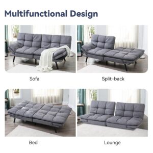 Hcore Convertible, Sleeper Couch,Memory Foam Futon, Loveseat Sofa Bed Sofabed, Dark Grey