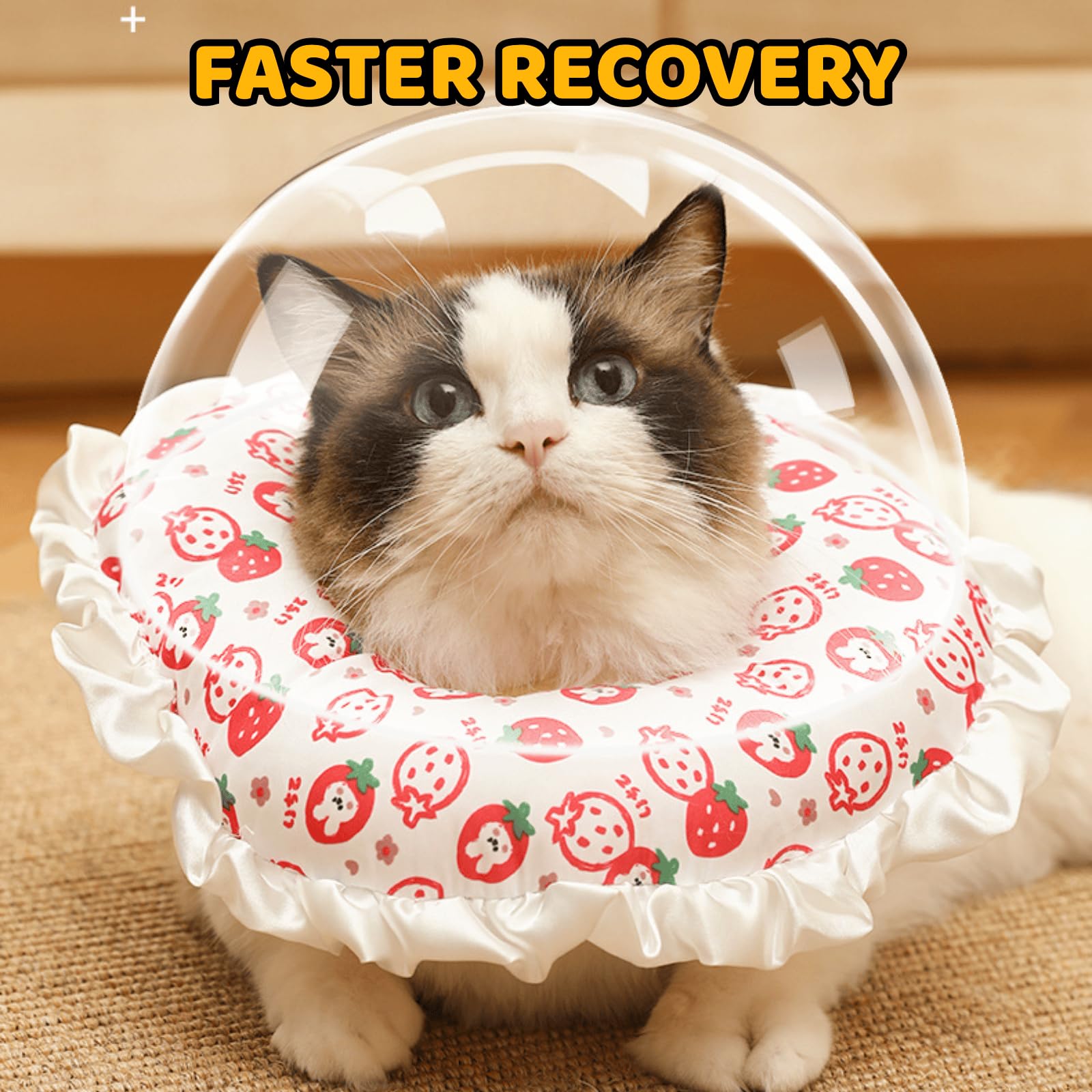 Cute Cat Recovery Collar Soft Adjustable Cats Cone Anti-Bite Pet Neck Pillow Easy to Wear Prevent Lick Wound After Surgery Injury (M(14-22lb),Red)