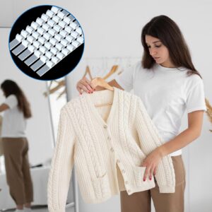 Bremorou 100 Pcs Non Slip Hanger Grips for Wood Hangers Rubber Hangers Non Slip Clear Adhesive Clothes Hanger Strips Grippers with Fins Hanging Accessories for Wood Hangers Hangers Home Stores Use