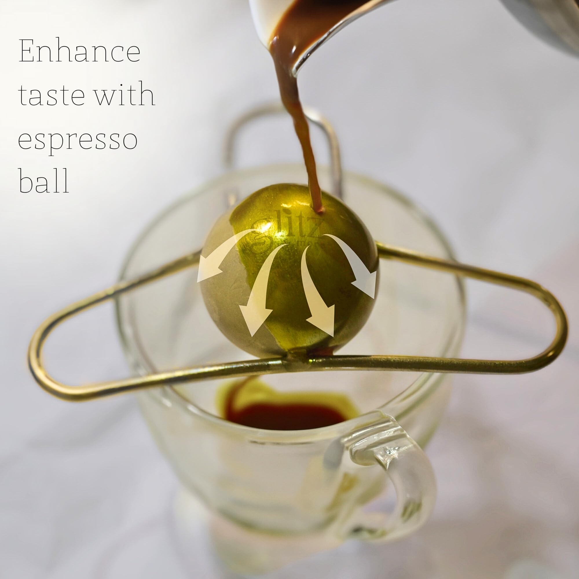 Glitz and More Stainless steel Chilling Coffee Espresso Ball for Coffee Lovers Gold Silver Java Ball Brew Chilling Ball (Gold)