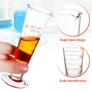 Baluue 25ml Graduated Cylinder, Lab Graduated Cylinder Glass Cup With Spout Wide Mouth, Glass Conical Beaker Liquid Dispenser Measuring Cylinder Tool for School Science Class