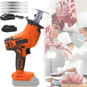 electric meat and bone saw electric commercial home butchers saw, electric reciprocating saws,hacksaw handheld cordless tools for cutting meat/bones (1battery+4sawtooth)