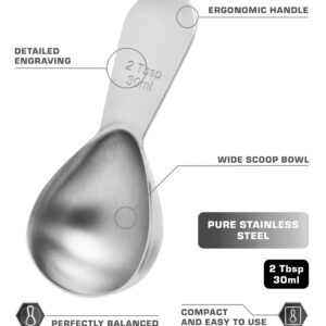 COLETTI Coffee Scoop - Tablespoon Scoop - Stainless Steel Short Handle For Measuring Ground Coffee, Sugar and Baking (2 Tbsp (30ml))