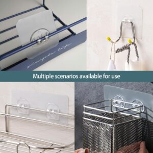 GGIJ Shower Caddy Adhesive Replacement, Adhesive Shower Caddy Shelf Adhesive,Strong Adhesive Hooks,No Drilling Shower Shelves for Bathroom,Kitchen,Soap Holder (10 Single Hooks + 6 Double Hooks)