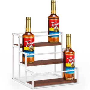 THYGIFTREE Coffee Syrup Rack Organizer Syrup Bottle Holder Stand for Coffee Bar 3-Tier 12 Bottles Storage Shelves for Syrup, Wine, Dressing for Kitchen Coffee Station, White