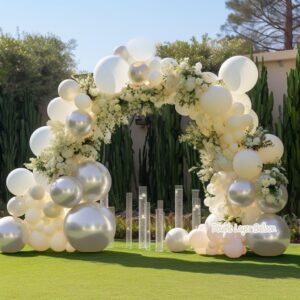 Pearl White Balloon Garland - Double Stuffed Pearl Cream Beige Balloons Pastel Sand White Ivory Matte Balloons Neutral Blush Nude White Arch Kit for Baptism Wedding Baby Shower Birthday Party Decor