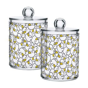 mchiver cute duck bathroom canisters organizer 2 pack clear plastic jars with lids 10 oz bathroom dispenser for cotton swab ball pads floss