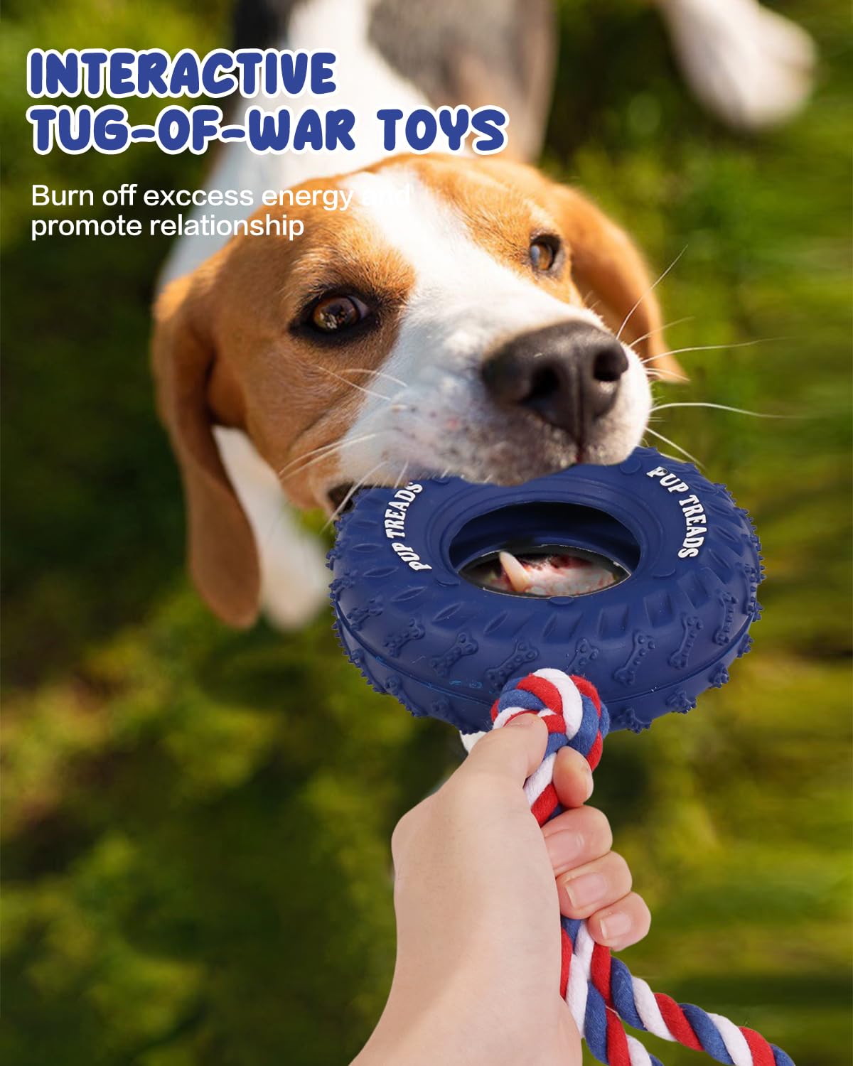 SCHITEC Dog Chew Toy with Rubber Tire & Tug of War Rope for Medium Large Dogs Aggressive Chewers, Interactive Fetch Play Treat Dispenser Pull Toys