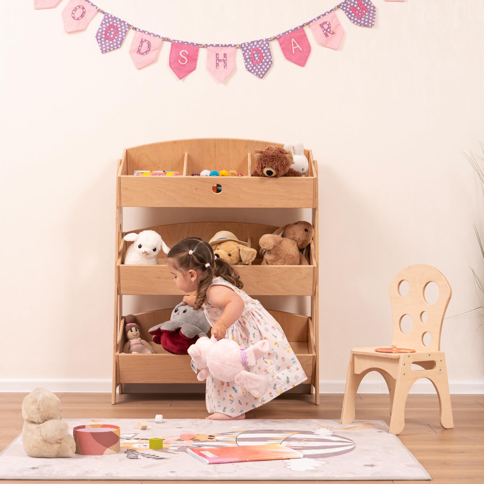 Woodandhearts Full Storage 3 Tier Montessori Shelf, Handmade Furniture Toy Storage, Playroom Decor Nursery Shelves, Kids Room