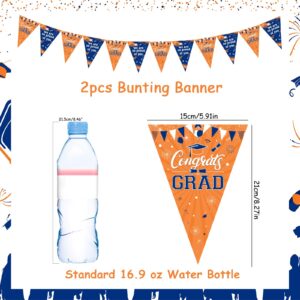 Fangleland We are So Proud of You Banner, Orange Blue Graduation Pennant Banner Decorations 2025, Congrats Grad Triangle Hanging Flag, Class of 2025 Graduate Ceremony Party Supplies