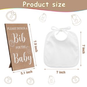 Panitay 43 Pcs Baby Shower Games White Baby Bibs Design Games, Include Wooden Baby Shower Game Sign with 30 Blank White Bibs for Baby Decorating 12 Marker for Baby Shower(Classic Style)