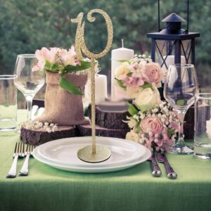 Eforcase Wooden Table Numbers, 1-10 Wood Number with Stand, Wedding Table Numbers with Holder Bases, Wedding Table Numbers Card Stands for Receptions, Banquets, Restaurants, Party Table Decoration