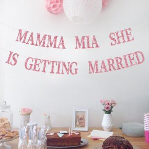 Mamma Mia She is Getting Married Banner, From Miss to Mrs, Bride to Be Hanging Decor, Pink Glitter Engagement Party Decorations