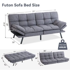 Hcore Convertible, Sleeper Couch,Memory Foam Futon, Loveseat Sofa Bed Sofabed, Dark Grey