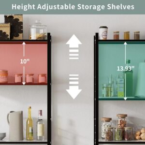 JAQ Storage Shelves with Adjustable Height, 4-Tier Metal Storage Shelving Rack Organizer for Pantry Kitchen Warehouse Basement 45.27" H X 23.62" W X 9.84" D,Up to 800LBS (4-Tier, Black)