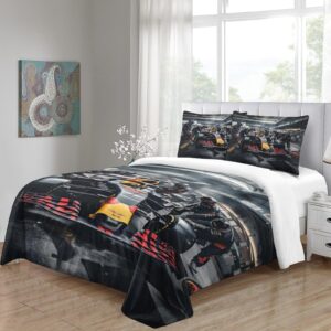 BUKISA Formula-Racing Racing Warmth Bedding Set Hidden Zipper Duvet Cover Set with Pillowcases Contests Quilt Cover Set Soft Microfiber Comforter Cover Various Sizes for Kids Adults Full（203x228cm）