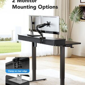 HUANUO 48″ x 24″ Electric Standing Desk with 2 Drawers, C-Clamp Mount Compatible, Height Adjustable Computer Desk, Home Office Stand Up Desk with 4 Preset Heights & 2 Hooks, Black