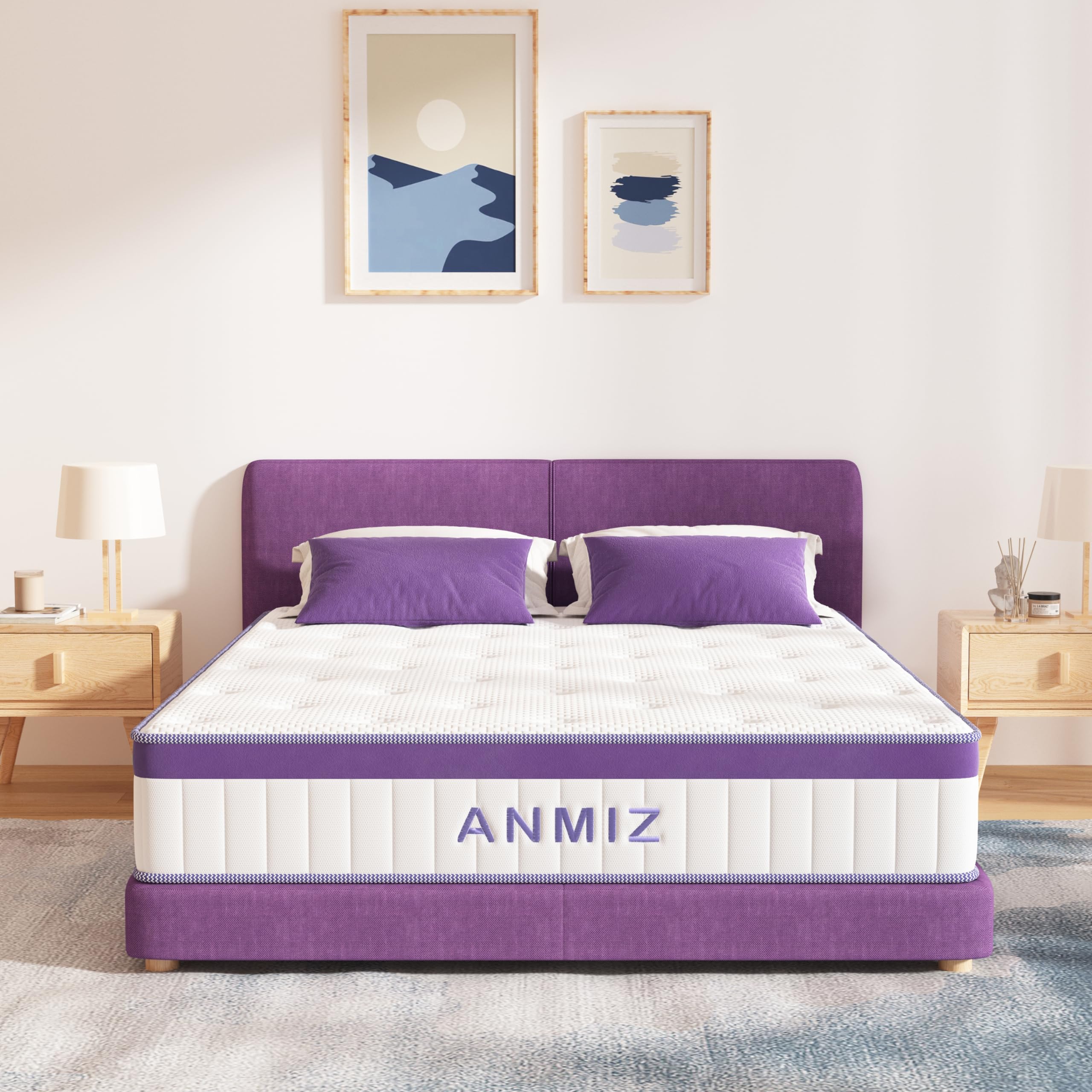 ANMIZ Full Mattress, 12 inch Full Size Mattresses Hybrid Memory Foam Mattress Full, Medium Firm Mattress Full Size in a Box, Pocket Spring for Cool Sleep & Pressure Relief, 12 inch Mattresses Full