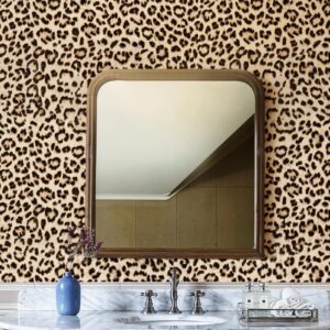 HueBurst Leopard Peel and Stick Wallpaper Leopard Contact Paper Self Adhesive Brown Wallpaper Removable Waterproof Contact Paper Art DIY Wallpaper for Bedroom Living Room 17.3"x118"(14.4sq.ft.)