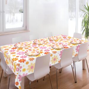 Groovy Party Supplies Daisy Groovy Party Tableware Set Serves 24 Include Boho Daisy Tablecloth Hippie Tableware Set for Groovy Boho Hippie Retro Birthday Baby Shower Party Decor