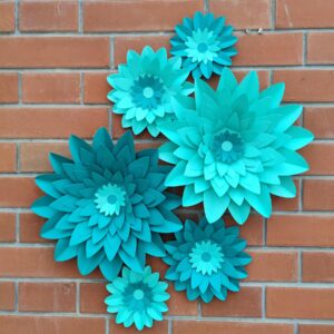 Mybbshower Teal Turquoise Aqua Paper Flower for Floral Wedding Centerpiece Backdrop Hanging Decor Birthday Centerpieces Baby Bridal Shower Pack of 6