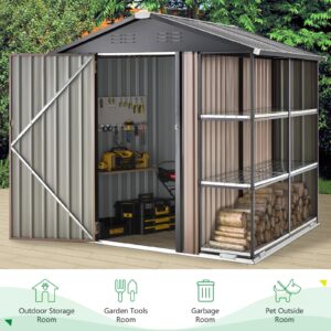 AECOJOY 6x6 Storage Shed with Rack,Small Outdoor Storage Tool Utility Shed with Shelves, Metal Garden Shed for Yard, Outdoor Storage Clearance Outside Use